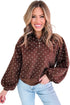Polka Dot Print Metal Button Collar Pullover Sweatshirt