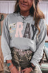 Western Floral Buffalo Plaid Striped Embroidered Patch Pullover Sweatshirt