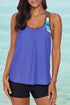 Geometric Strap Ruched Scoop Neck Tankini Top