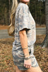 Faith Letter Print Relaxed Tee Camouflage Two Piece Short Set