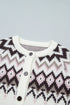 Geometric Pattern Brushed Knit Apres Ski Cardigan