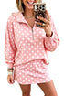 Polka Dot Hooded Long Sleeve Top Skort Dress Set