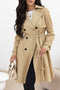 Modern Solid Lapel Collar Waist Tie Wind Coat
