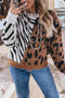 Western Leopard Zebra Print Round Neck Long Sleeve Sweater