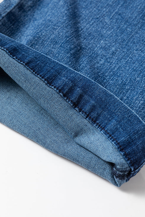 Drawstring Elastic Waist Loose Wide Leg Denim Jeans