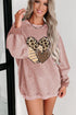 Textured Heart Graphic Drop Shoulder Crew Neck Sweatshirt