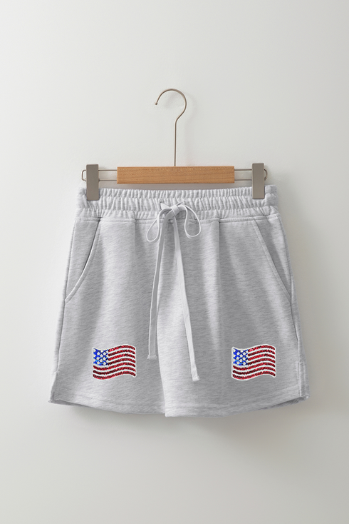 American Flag Patched Lace Up High Waist Graphic Pants