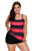 Striped Empire Waist Tankini Top With Boy Shorts