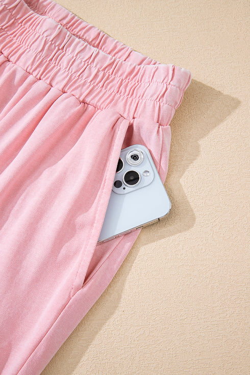 Acid Wash Star Applique Rolled Trim Pants Set