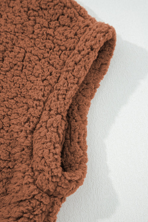 Faux Fur Sherpa Fleece Snap Button Knot Side Vest