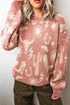 Western Allover Print Drop Shoulder Long Sleeve Knit Sweater