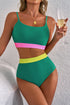 Contrast Band High Rise Scoop Neck Bikini Set