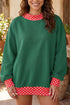 Mock Neck Plaid Pattern Trim Oversized Sweatshirt