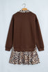 Leopard Patchwork Collared Long Sleeve Mini Dress