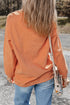 Spooky Embroidered Letter Graphic Corded Texture Sweatshirt
