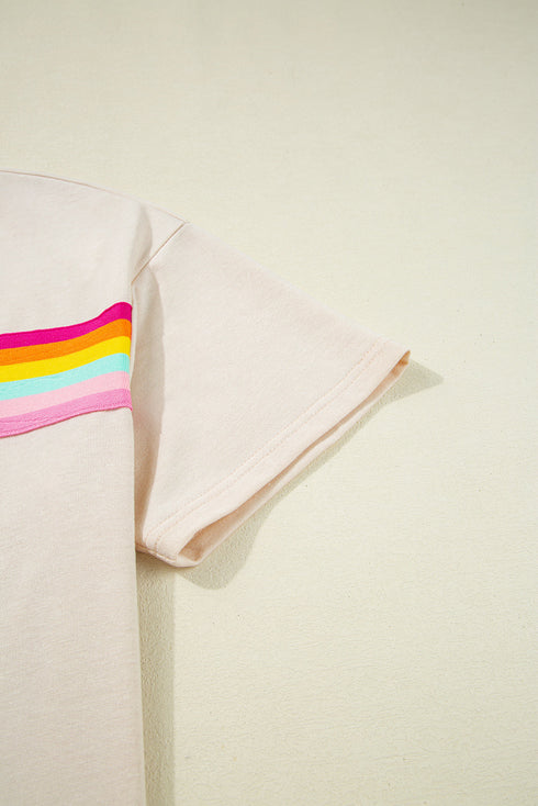 Vibrant Striped Detail Athleisure Two Piece Short Sets