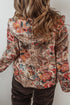 Bohemian Floral Print Sherpa Lined Fleece Hooded Jacket