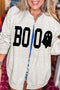 Boo Ghost Print Open Front Graphic Sweatshirt