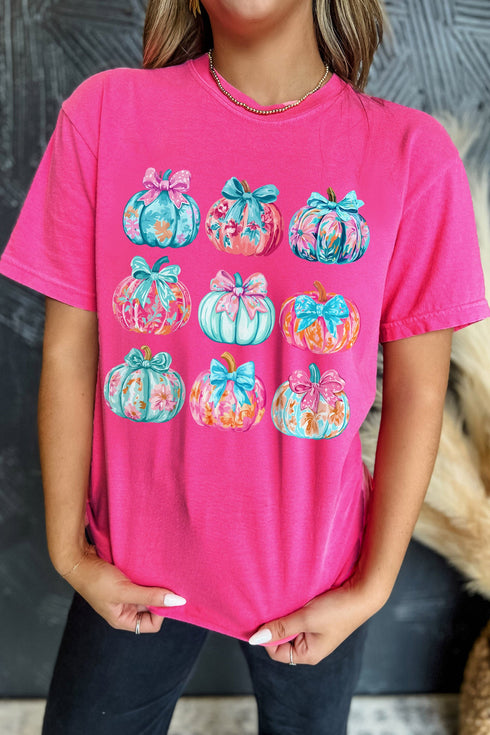 Polyester Cotton Blend Floral Pumpkin Graphic Tee