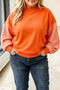 Plaid Patchwork Mock Neck Loose Long Sleeve Sweatshirt
