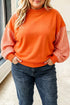 Plaid Patchwork Mock Neck Loose Long Sleeve Sweatshirt