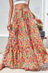 Bohemian Floral Print Tiered A Line Long Skirt