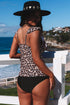 Wild Pattern Ruffled V Neck Swim Tankini Top