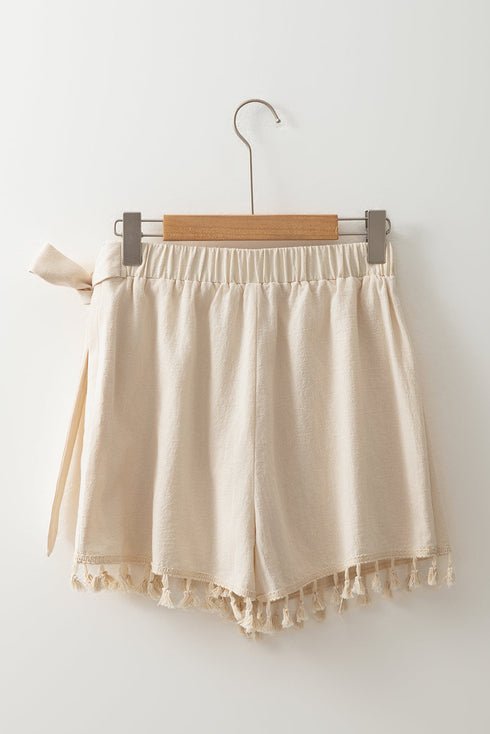Bohemian Tassel Fringe Wrap Knot Casual Shorts