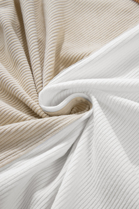 Casual Loose Fit Paneled Corduroy Shirt Jacket