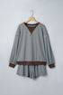 Striped Oversized Long Sleeve Top Drawstring Loose Short Set