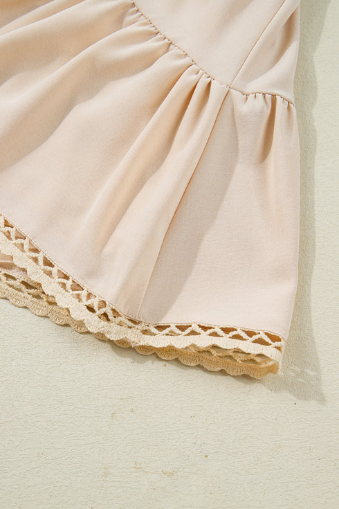 Bohemian Frilled Elastic Waist Lace Trim Ruffled Shorts