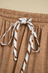 Striped Ruffle Sleeve V Neck Drawstring Pant Set
