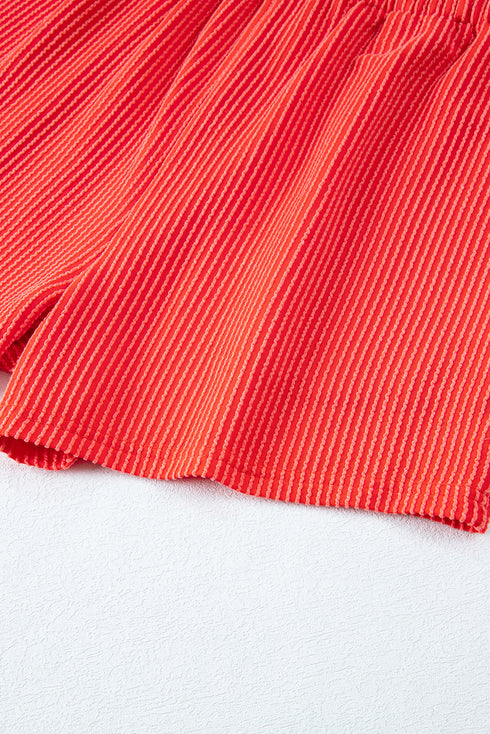 Corded Ribbed Knit Loose Fit Tee And Short Set