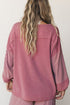 Raw Seam Patchwork Long Sleeve Top Pocketed Wide Leg Pant Set