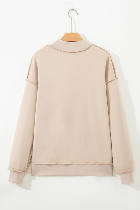 Sequined Pumpkin Graphic High Neck Baggy Sweatshirt
