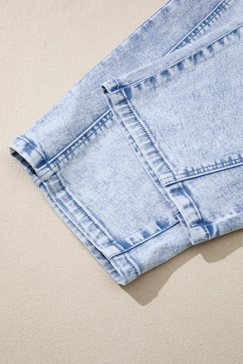 Cotton Polyester Denim Pull On Barrel Jeans