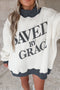Oversized Saved By Grace Print Mock Neck Sweatshirt
