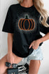 Rhinestone Pumpkin Graphic Print Short Sleeve Tee