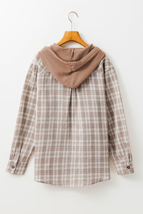 Southern Belle Checkered Plaid Loose Fit Hooded Shacket