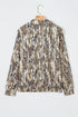Allover Camo Zipper Collar Front Pocket Pullover Sweatshirt