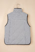 Stripe Print Contrast Trim Quilted Snap Button Vest