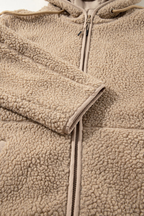 Exclusive Casual Fleece Zip Up Drawstring Hooded Pocketed Jacket