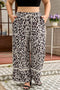 Exposed Seam Patched Pocket Leopard Wide Leg Bottoms