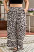 Exposed Seam Patched Pocket Leopard Wide Leg Bottoms