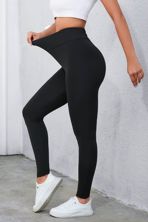 Criss Cross Tummy Control High Waist Solid Leggings