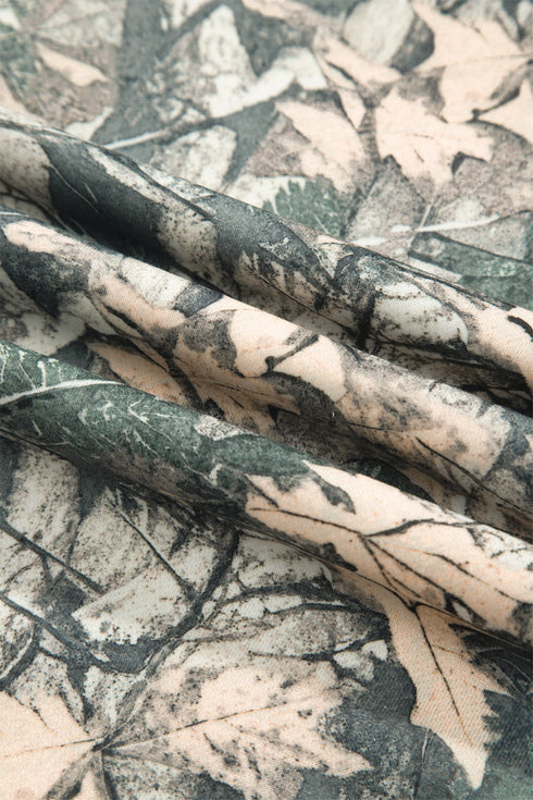 Jungle Camouflage Ribbed Trim Long Sleeve Lounge Set