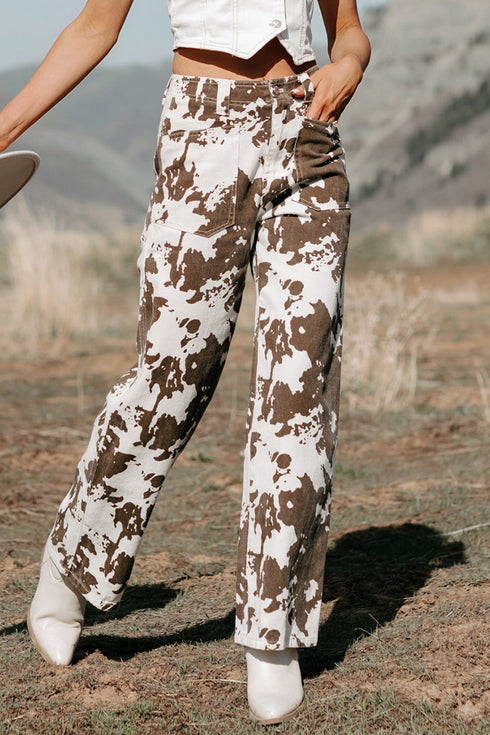 Abstract Pattern Regular Fit Full Length Western Jeans