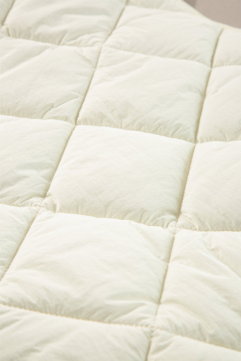 Solid Quilted High Neck Button Up Pocket Vest