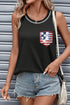 Contrast Stitch Sequin Star Stripe Pocket Tank Top