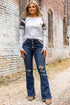 Exclusive Distressed Stretch Denim Flare Jeans